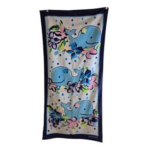 Vera Bradley Whale Print Cotton Beach Towel With Floral Accents, Retired